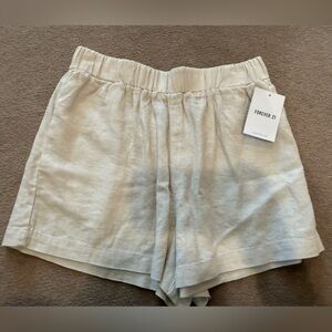 Forever 21 Cream Elastic Waist Shorts